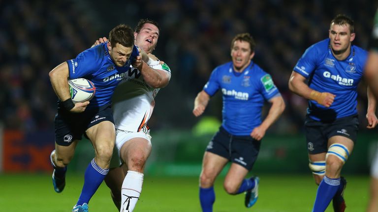 Jimmy Gopperth makes some hard yards for Leinster