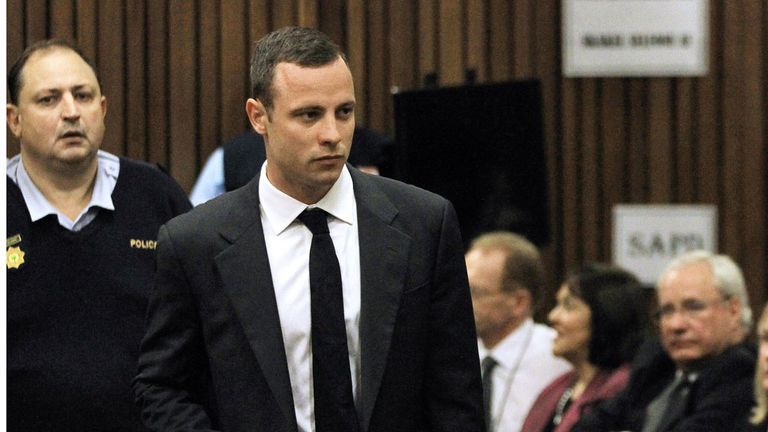 Oscar Pistorius at the first day of his trial in Pretoria