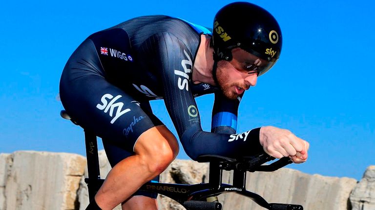 Bradley Wiggins finished third on stage seven's time trial