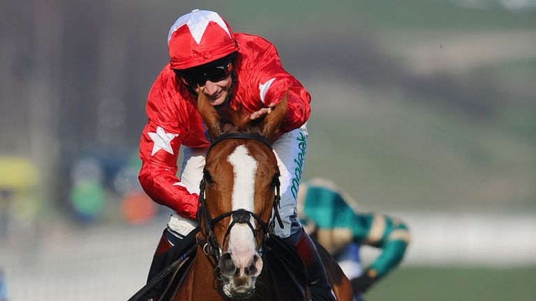 Sire De Grugy passes the post after last year's Cheltenham Festival victory.