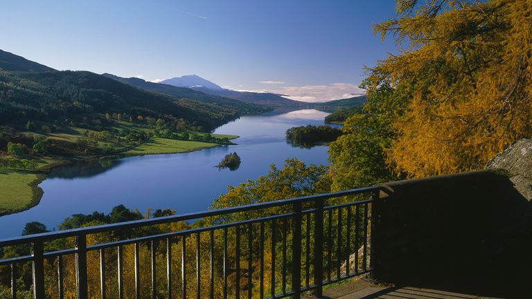 Looking east up Loch Tummel with the peak of Schiehallion in the distance, Queen&#191;s View, Perthshire.