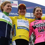 Marianne Vos, centre, won last year's Women's Tour ahead of Emma Johansson, left, and Rossella Ratto, right
