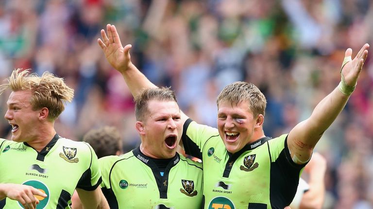 Prop Alex Waller celebrates his last-gasp extra-time try being awarded after a lengthy TMO review 