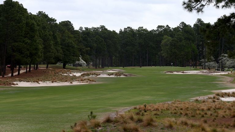 A general view of the 14th hole showing the rustic look of the course and lack of thick rough.