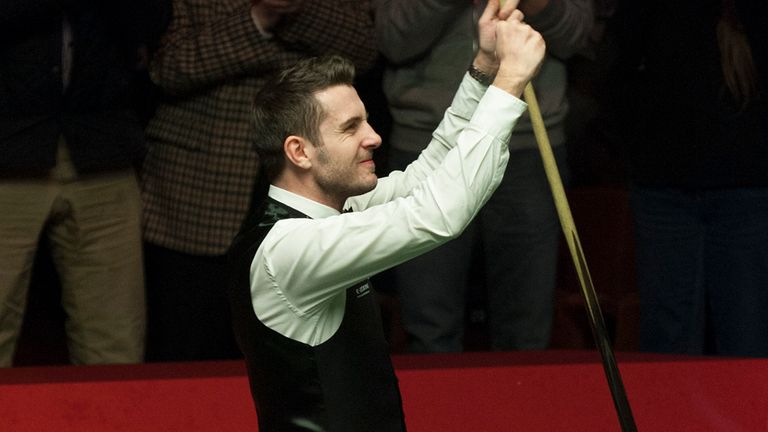 Mark Selby celebrates his 17-15 semi-final victory over Neil Robertson