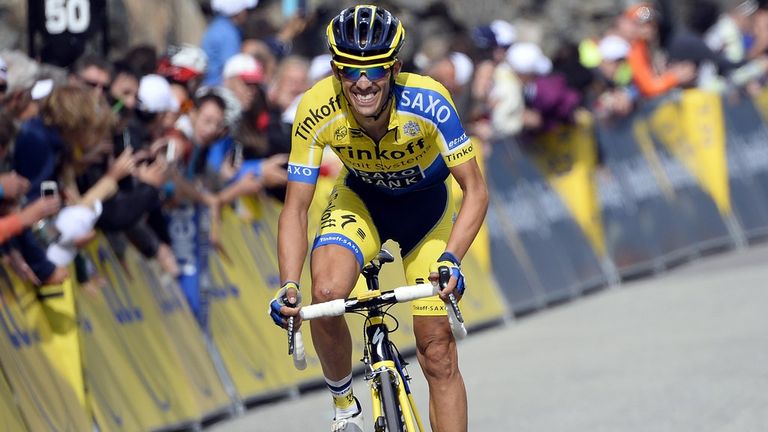 Alberto Contador crossed the line 20 seconds ahead of Chris Froome