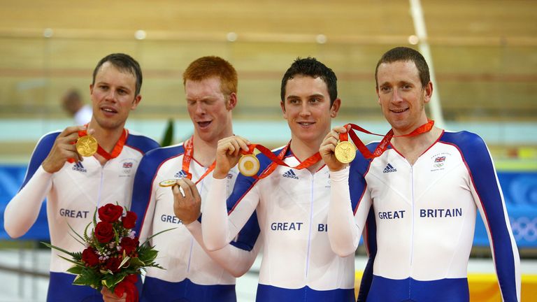 Wiggins, right, won two gold medals at the 2008 Olympic Games