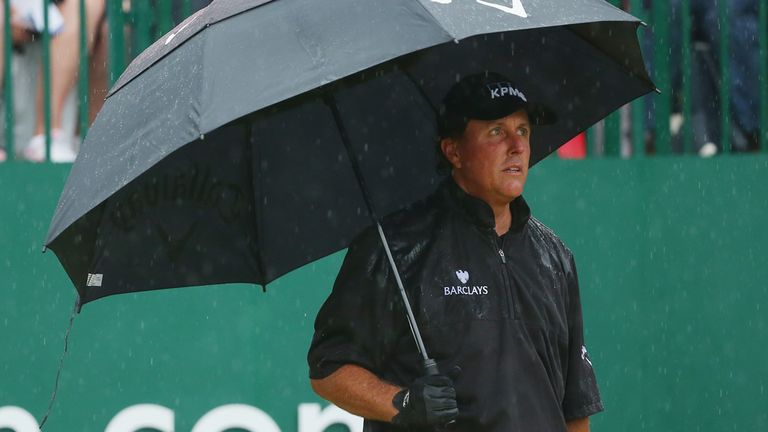 Phil Mickelson waits on the 1st tee during the third round