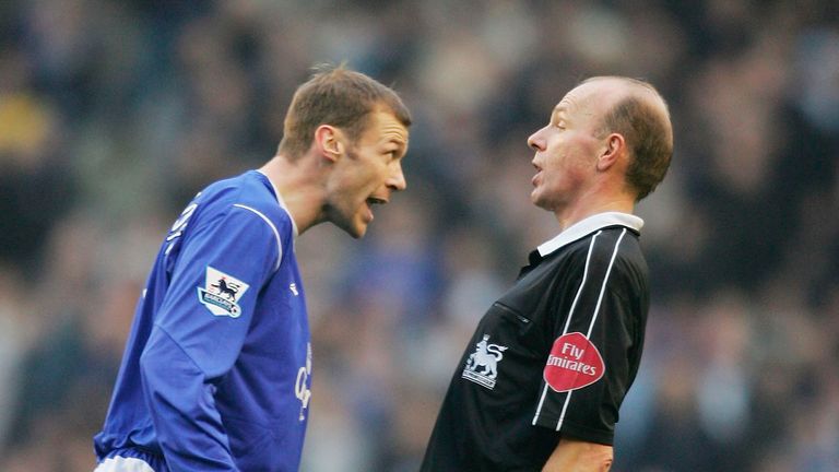 Former Everton forward Duncan Ferguson holds the Premier League record for red cards, along with Patrick Vieira and Richard Dunne
