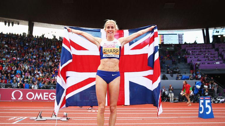 Lynsey Sharp: Scot celebrates her silver medal at the European Championships
