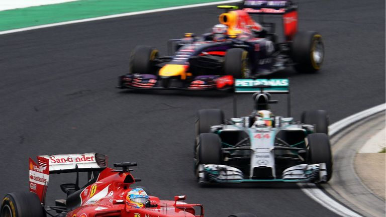 Fernando Alonso, Lewis Hamilton and Daniel Ricciardo battled for victory in Hungary with the Red Bull coming out on top