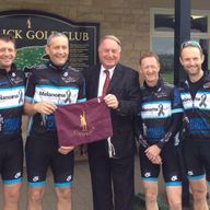 The team collect pin flags from the Captain at Lindrick Golf Club.  L-R Andy Crowther, Andrew Walker, Roger, Darren Tordoff, Rick Gillgrass