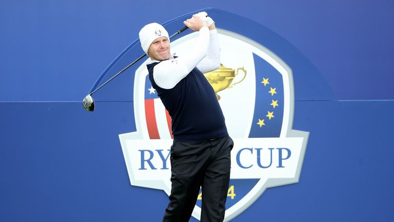 Steven Gallacher tees off during practice at Gleneagles on Thursday