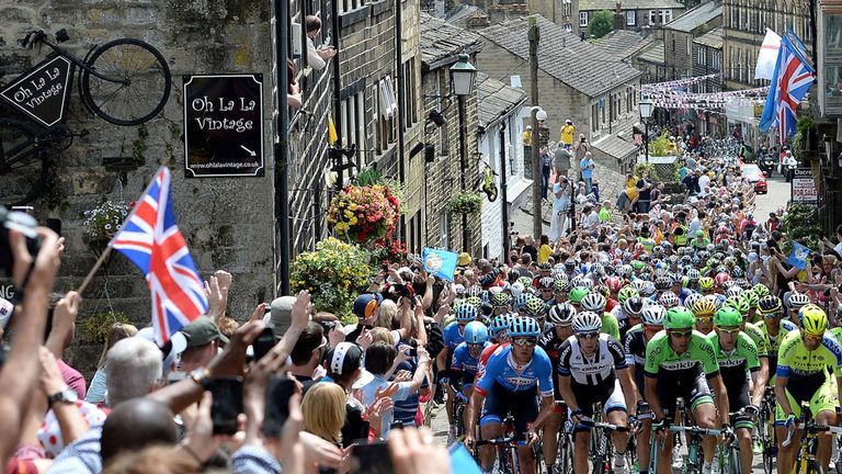 The Tour de France peloton in Haworth last summer