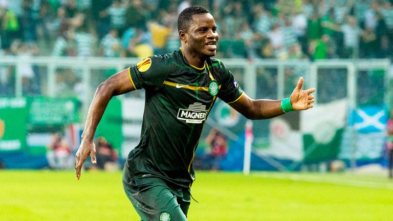 Mubarak Wakaso: Celtic midfielder celebrates his first goal for the club
