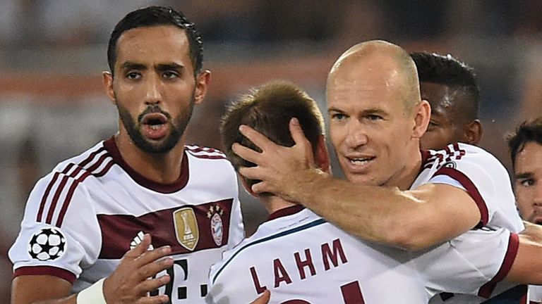 Arjen Robben: Congratulated after scoring for Bayern