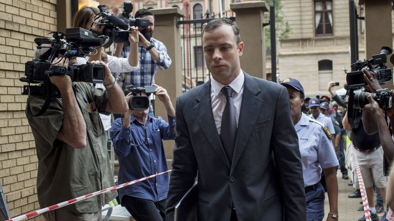 Oscar Pistorius arrives at North Gauteng High Court 