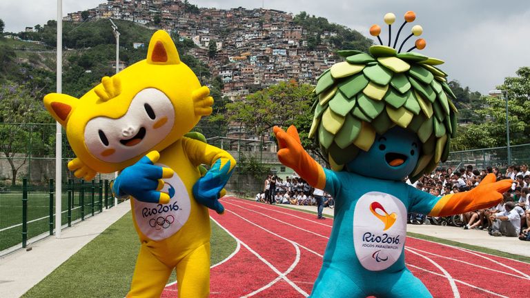 The mascots for the Olympics (left), and Paralympics (right).