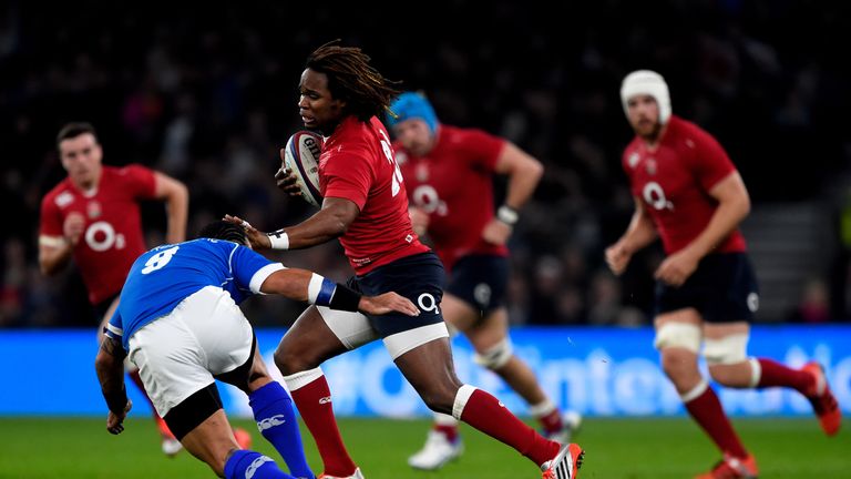 Marland Yarde on the charge for England 