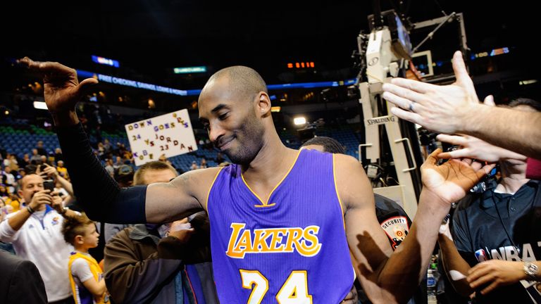 Kobe Bryant takes the plaudits after the game against the Minnesota Timberwolves 