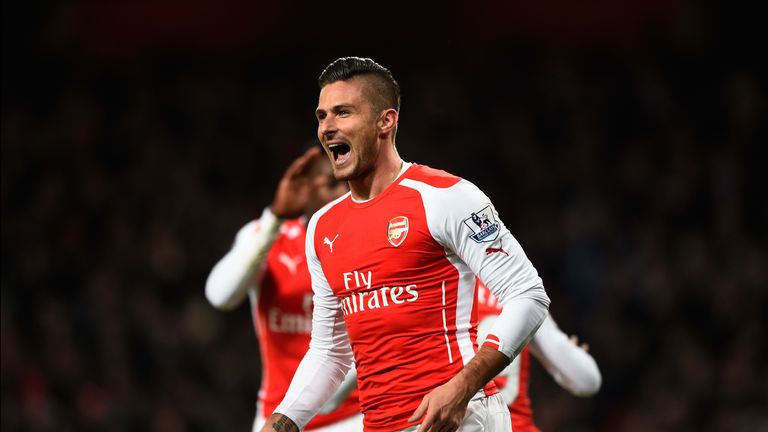 Olivier Giroud: Celebrates for Arsenal