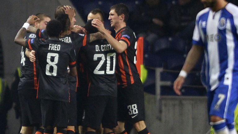 Taras Stepanenko: Celebrates with Shakhtar Donetsk team-mates