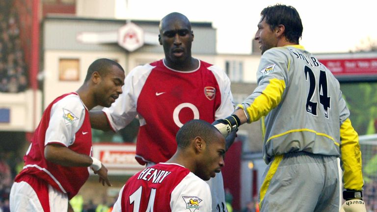 Henry's knee slide celebration in front of the visiting Tottenham fans in 2002