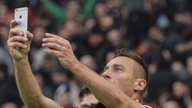 Totti celebrated his equaliser against Lazio with a photo of himself and the Roma fans