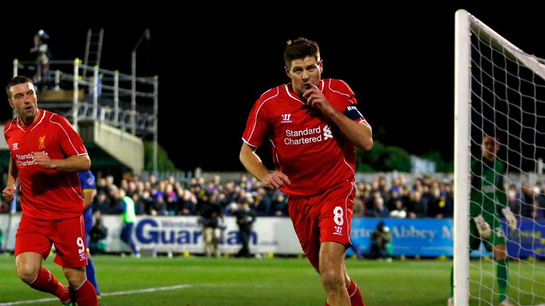 Steven Gerrard celebrates the opening goal