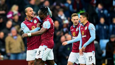 Jores Okore celebrates ending Aston Villa's goal drought