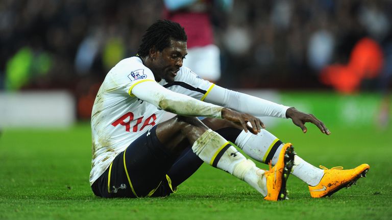 Emmanuel Adebayor has not been named in Spurs' Premier League or Europa League squads