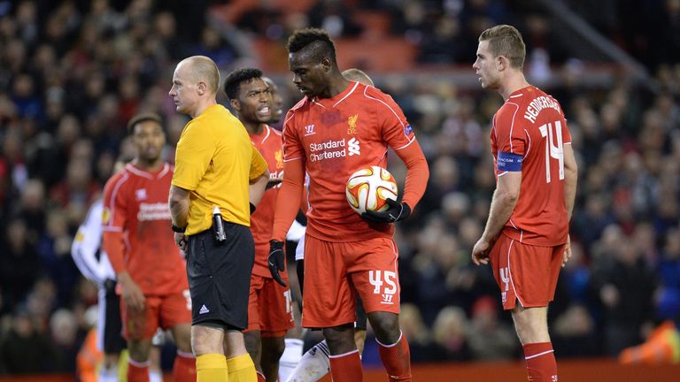 Balotelli took over penalty duties despite Jordan Henderson and Daniel Sturridge being keen to take it