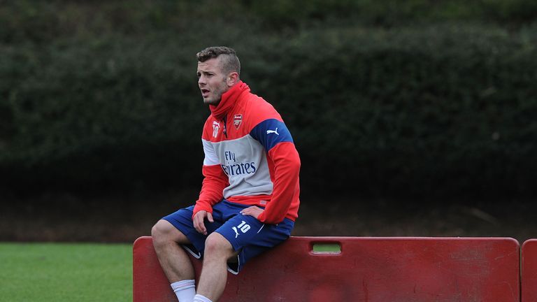 Jack Wilshere of Arsenal during a training session at London Colney on January 31, 2015 in St Albans, England.