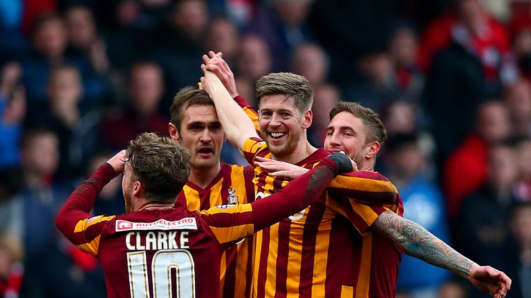 Jon Stead: Celebrates scoring Bradford's second