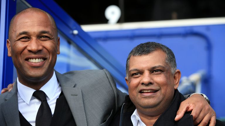 Les Ferdinand hugs QPR chief executive Tony Fernandes