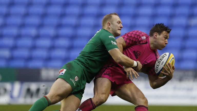 Shane Geraghty tackles Will Robinson during Irish's win over Welsh on Boxing Day