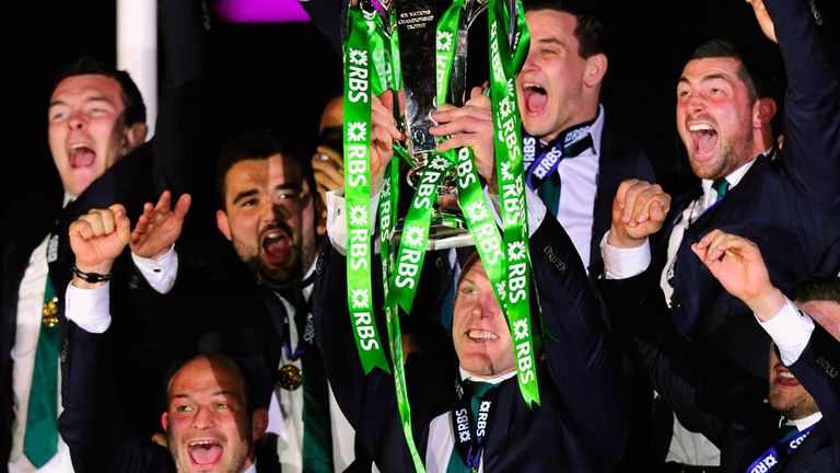 Ireland captain Paul O' Connell lifts the trophy