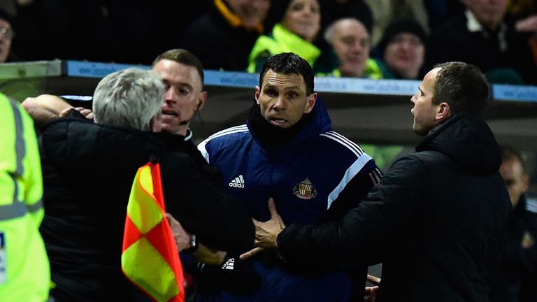 Steve Bruce and Gus Poyet clash