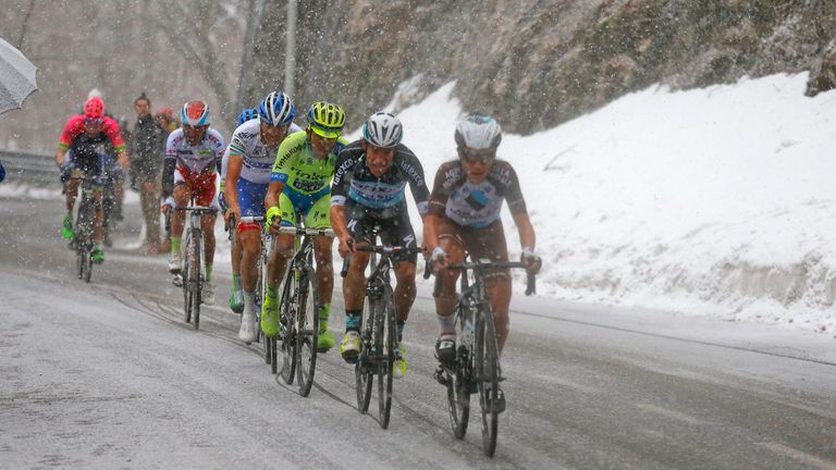 The riders had to battle driving snow as well as each other on the key stage of Tirreno-Adriatico in March (Picture: Graham Watson)