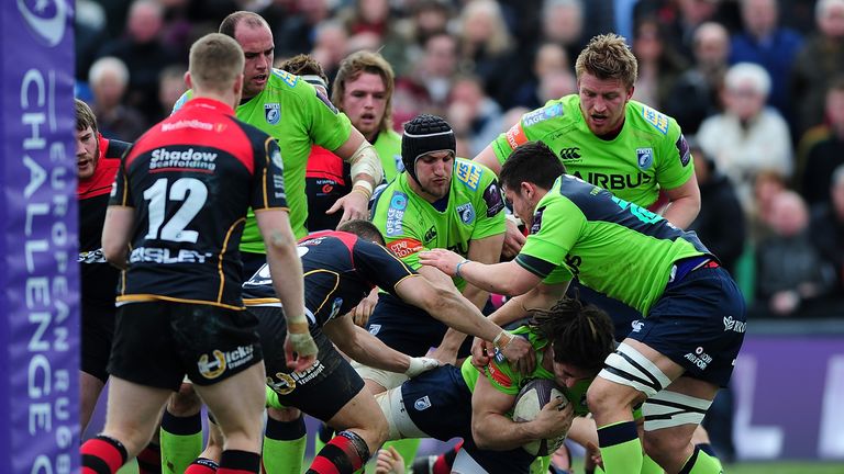 Josh Navidi dives over to give Cardiff Blues hope late on