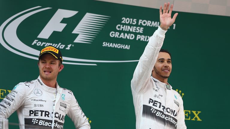 Racewinner Lewis Hamilton and Nico Rosberg