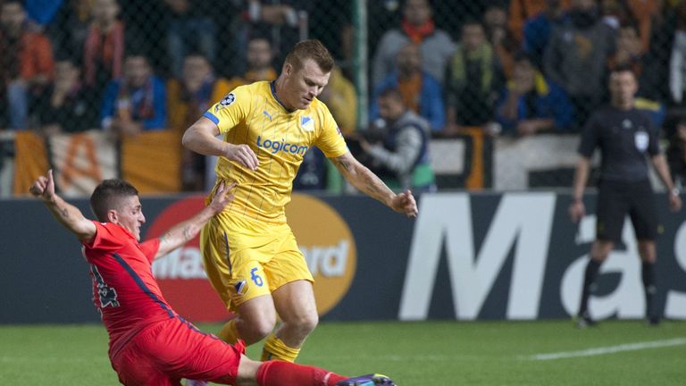 John Arne Riise in action for APOEL against Paris St Germain
