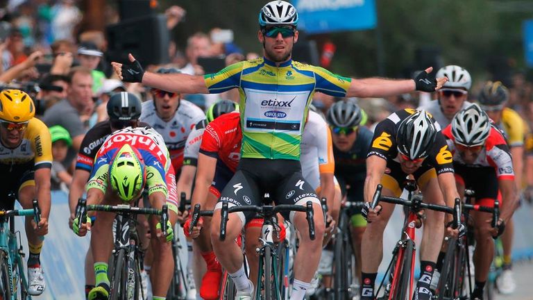 Mark Cavendish claimed victory on the final stage as Peter Sagan, second left, snatched overall victory