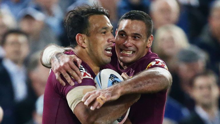 Will Chambers and Justin Hodges celebrate