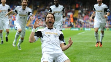 Image of Michu celebrates scoring for Swansea