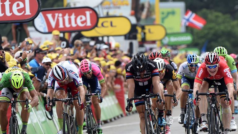 From left, Sagan, Alexander Kristoff, John Degenkolb and Greipel contested the sprint finish on stage 15