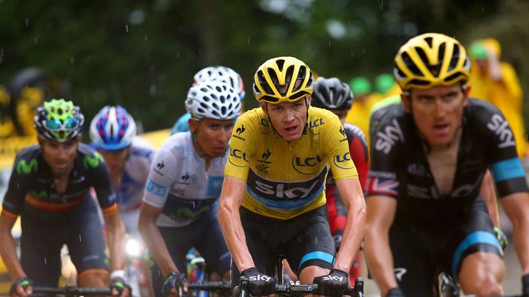 Geraint Thomas (right) helped protest Froome (in yellow) from his rivals' attacks