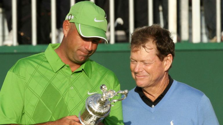 Tom Watson narrowly missed out on lifting his sixth Claret Jug, losing a play-off against Stewart Cink at Turnberry in 2009