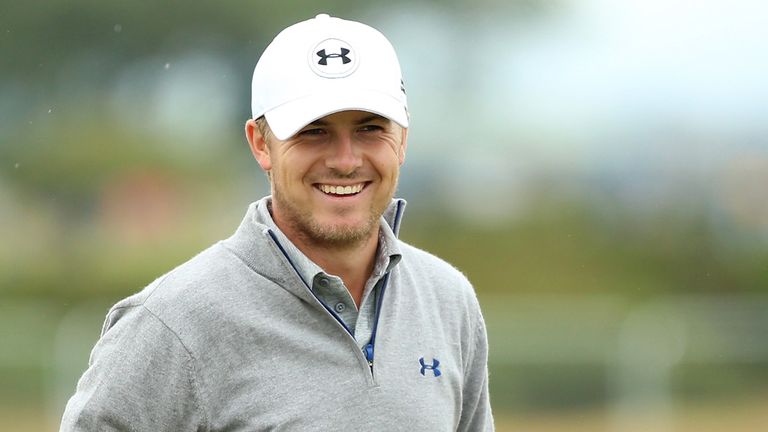 Jordan Spieth is all smiles on the driving range ahead of the 144th Open