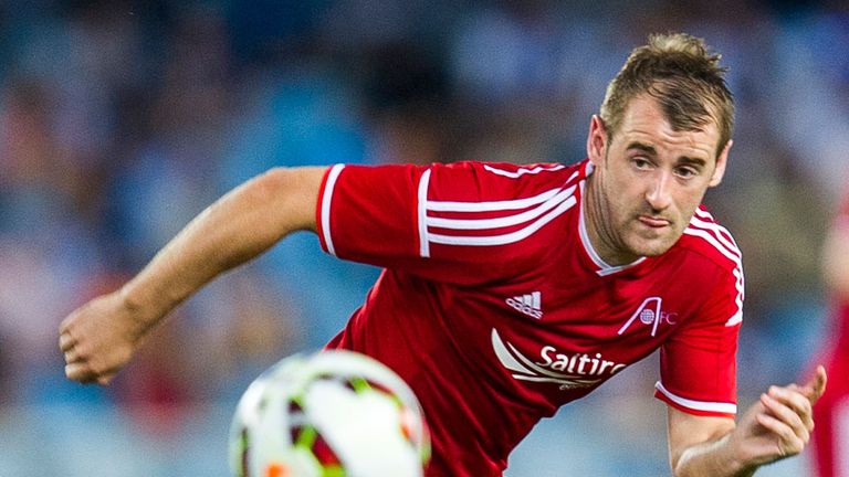 Aberdeen attacker Niall McGinn in action against Shkendija